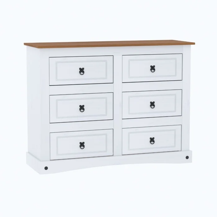Cómoda 6 Cajones Línea Naturale - Blanco/Roble en Multicolor - Cómodas, Uruguay | La Cueva Muebles, vista 3