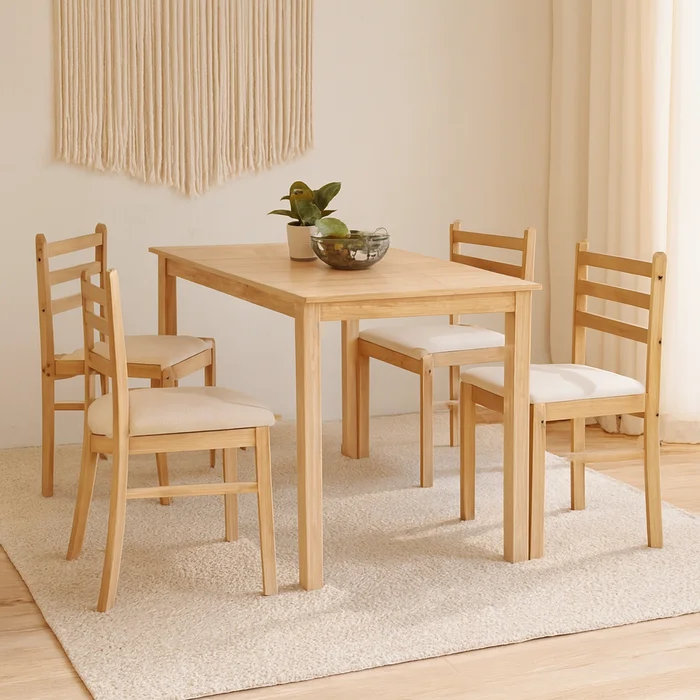 Juego de Comedor Saint Mesa Rectangular 110cm + 4 Sillas en Madera natural - Mesas de comedor, Uruguay | Berna Home, vista 8