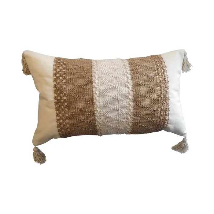 ALMOHADON CON TEJIDO 50x30CM NATURAL/BLANCO en Multicolor - Textiles, Uruguay | Decohogar