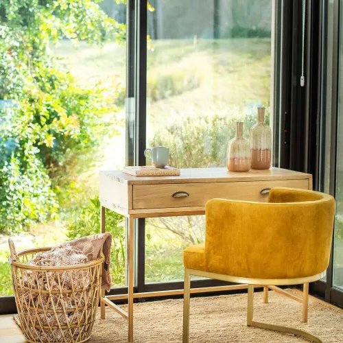 ESCRITORIO AMALIA - ALAMO Y HIERRO ORO VIEJO en Madera natural - Escritorios y sillas de escritorio, Uruguay | La Iberica