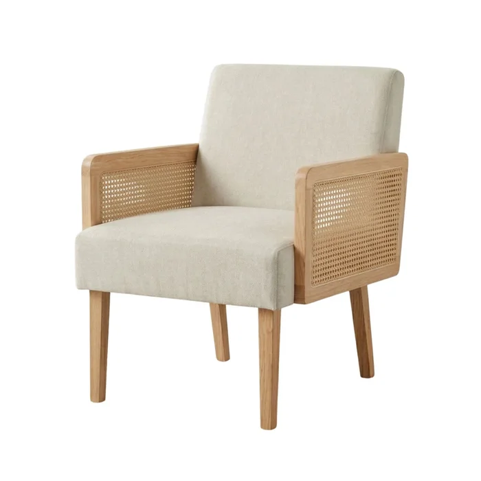 Butaca Madera Natural Tapizado Fiji - Línea Serena en Beige - Sillones y sofás, Uruguay | Ecowood, vista 2