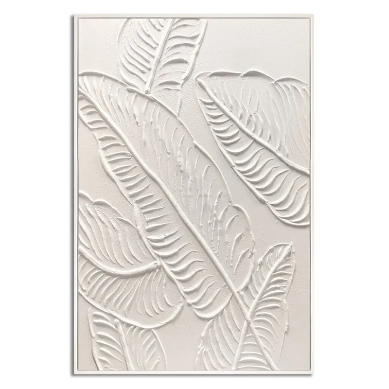 CUADRO CANVAS 60x90cm MARCO PINTURA HOJAS BLANCAS en Blanco - Decoración de pared, Uruguay | Decohogar