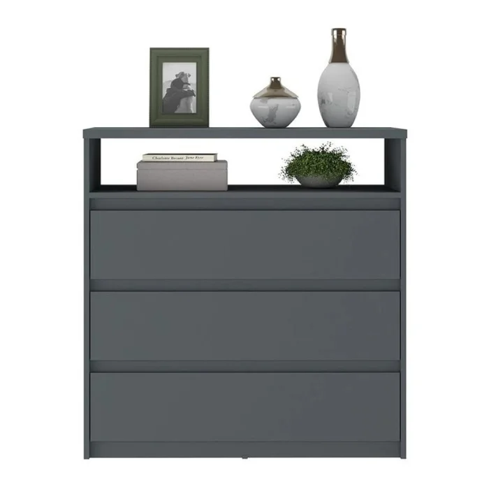 Cómoda 3 Cajones - Línea Clara - Gris en Gris - Cómodas, Uruguay | Ecowood, vista 3