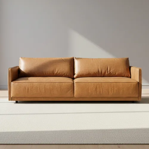 Sillón Cuero-100-natural Marron Romeo Camel en Beige - Sillones y sofás, Uruguay | Divino