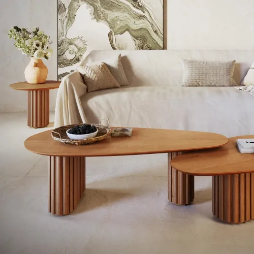 Mesa de centro Oval Mix - Natural - Mesas de living, Uruguay | Ecowood