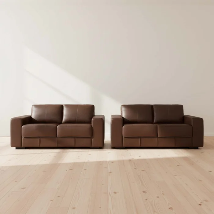 Juego De Sillones Cuero Texas 3 + 2 Caramelo en Marrón - Sillones y sofás, Uruguay | Divino