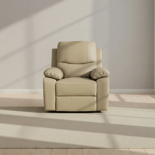 Recliner Manual 1 Cuerpo Cuero Marron Lina Taupe en Beige - Sillones y sofás, Uruguay | Divino