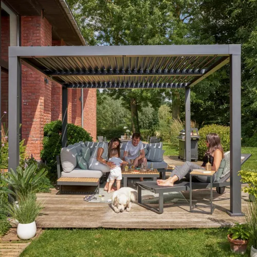 Juego de living esquinero Persea Antracita - Muebles para el exterior, Uruguay | Naterial Uruguay