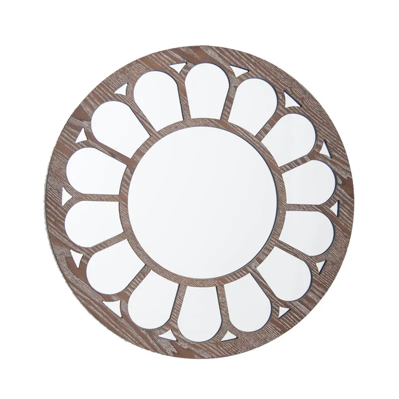 ESPEJO CIRC MARCO DISEÑO FLOR D50CM PATINA BLANCO en Blanco - Espejos, Uruguay | Koz