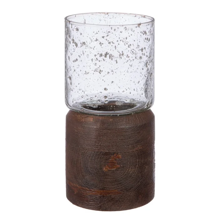 FAROL DE MADERA MANGO D10x21CM MARRON TRANSPARENTE en Marrón - Velas y Portavelas, Uruguay | Decohogar, vista 2