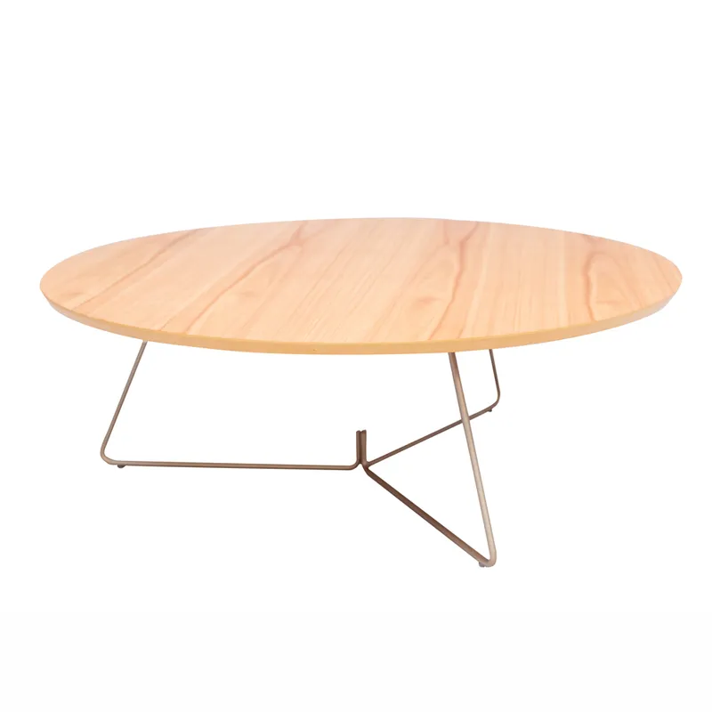 MESA CENTRO REDONDA - LACA GRAFITO - TAPA CINAMOMO en Madera natural - Mesas de living, Uruguay | Champagne Home