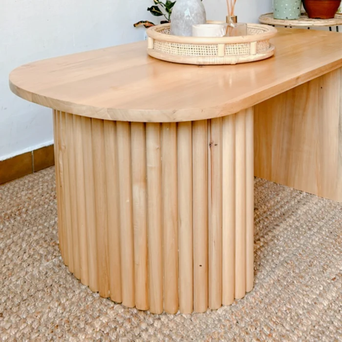 Mesa de centro varillada en Madera natural - Mesas de living, Uruguay | Decoramuss, vista 2