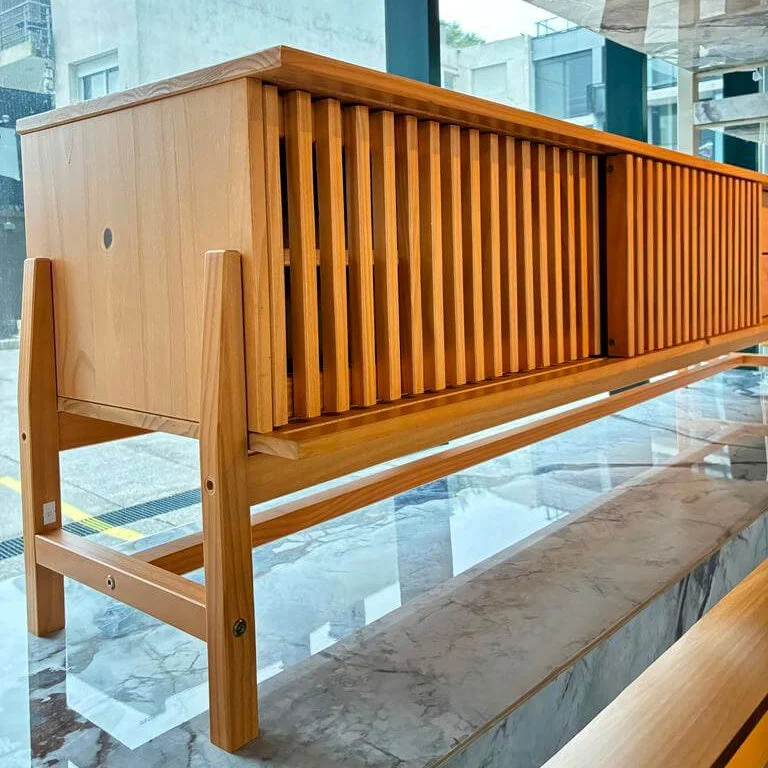 Rack TV 180cm Ader - Madera Maciza en Madera natural - Muebles para TV, Uruguay | Balton, vista 4