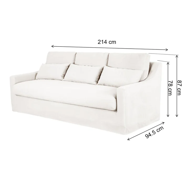 Sofá 3 Cuerpos Tela Natural-beige Singapur Crudo en Blanco - Sillones y sofás, Uruguay | Divino, vista 6
