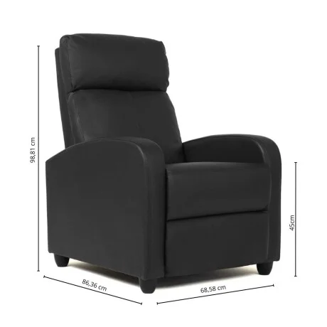 Sillon reclinable 1 cuerpo - Negro en Negro, Uruguay | La Cueva Muebles, vista 14