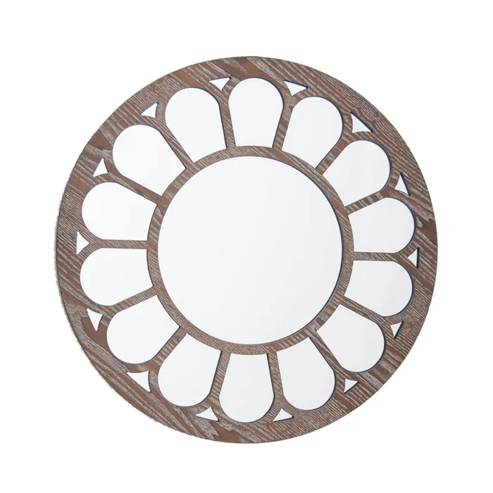 ESPEJO CIRC MARCO DISEÑO FLOR D50CM PATINA BLANCO en Blanco - Espejos, Uruguay | Decohogar, vista 2