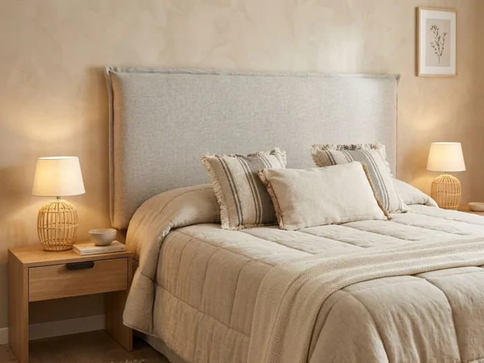 Respaldo con Diseño de Pestaña en Beige - Respaldos de cama, Uruguay | Finkel