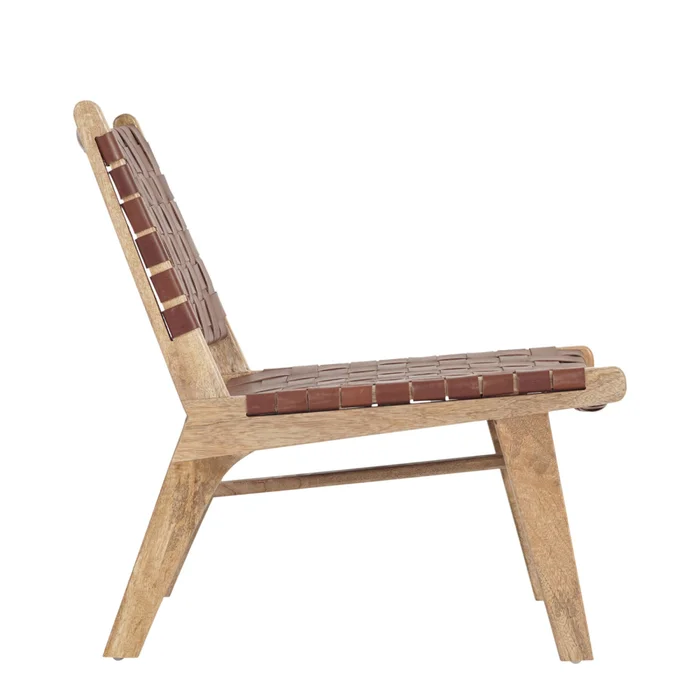 Butaca Cuero-y-madera Marron Kaia en Marrón - Sillones y sofás, Uruguay | Divino, vista 4