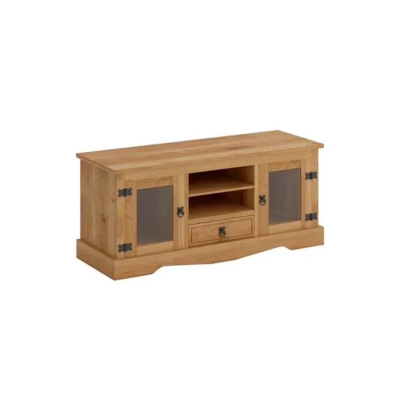 Rack 2 Puertas Vidrio Línea Monterrey - Natural en Madera natural - Muebles para TV, Uruguay | Ecowood, vista 6