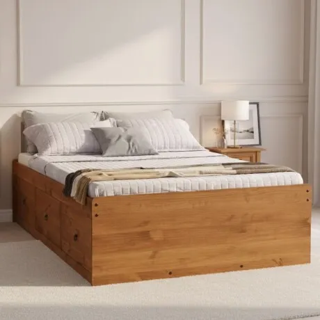 Cama 2 Plazas Linea Naturale C/cajones - ROBLE en Madera natural - Dormitorio, Uruguay | La Cueva Muebles
