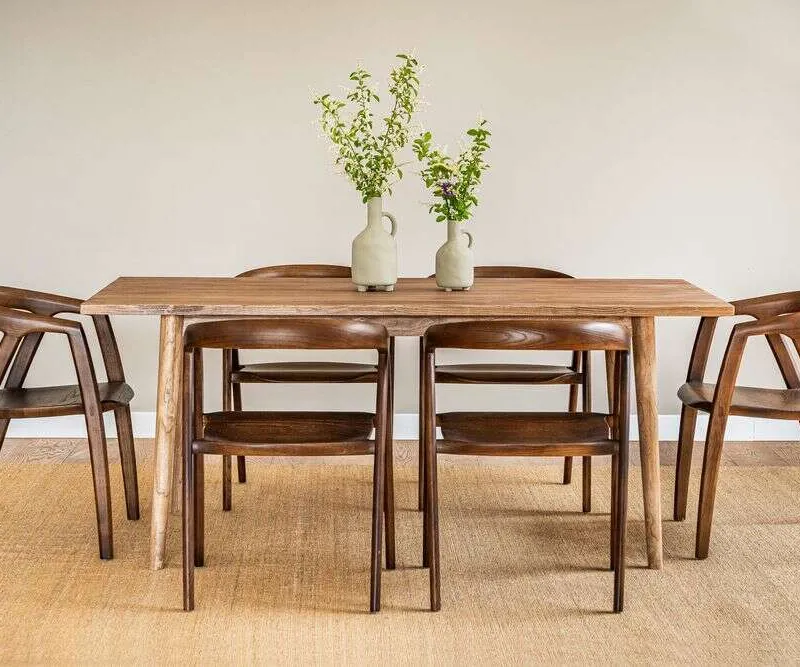 MESA COMEDOR NORDICA - OLMO NATURAL - 1.80 X 0.90 MTS en Madera natural - Mesas de comedor, Uruguay | La Iberica