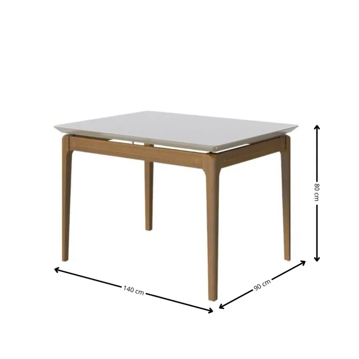 Mesa de Comedor Wind - 140 x 90 con vidrio - Off White y Natural en Blanco - Mesas de comedor, Uruguay | NYR, vista 2