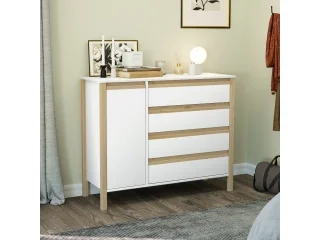 Comoda Combinado Madera 1P, 4C Blanco/Miel - Cómodas, Uruguay | Quesal, vista 5