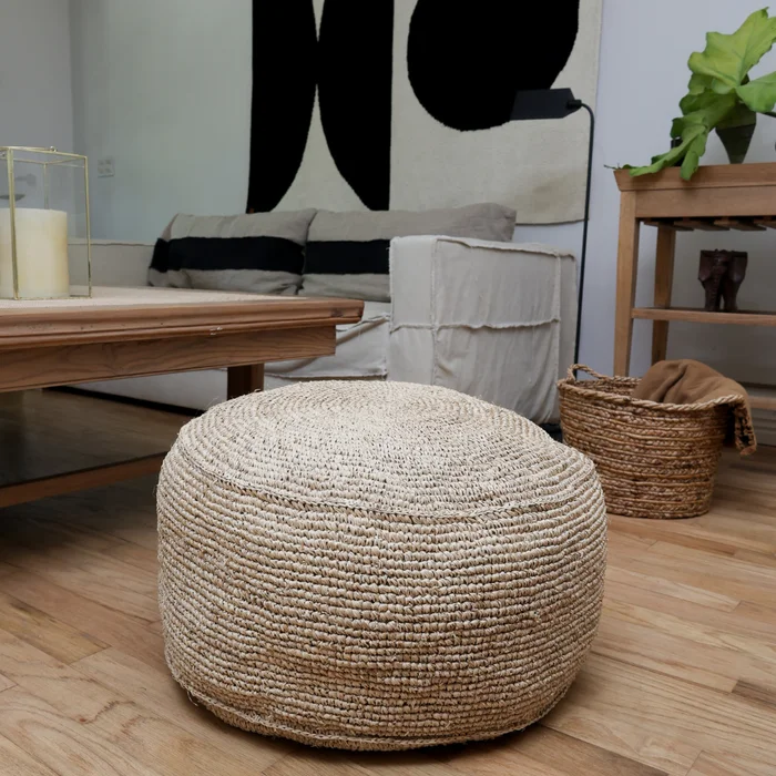 Puff de Fibra Natural Malawi | Casakos Uruguay en Beige - Butacas, banquetas y puffs, Uruguay | Casakos, vista 5