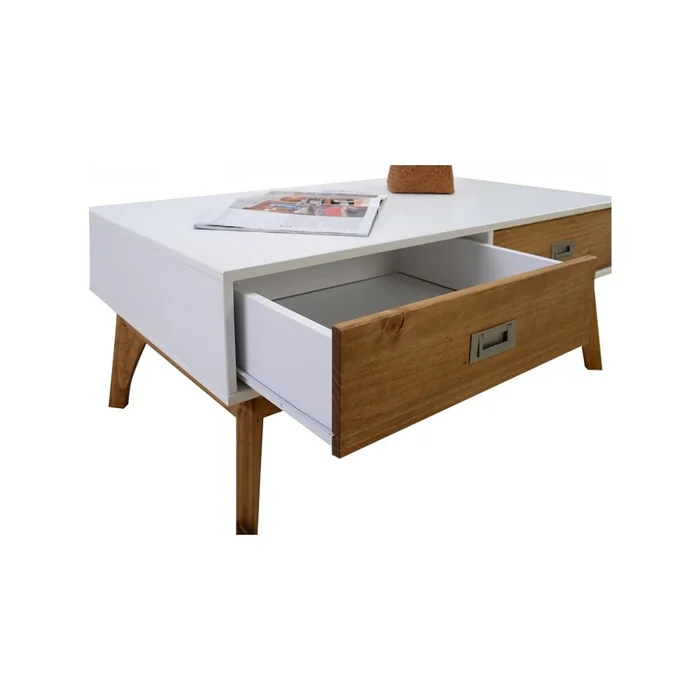 Mesa de living Linea Metro - Blanco/Miel en Multicolor - Mesas de living, Uruguay | La Cueva Muebles