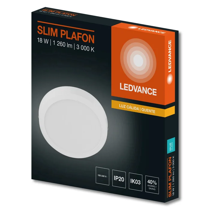Panel LED LEDVANCE OSRAM Slim Redondo De Adosar 18W Luz Cálida en Blanco - Lámparas colgantes, Uruguay | Serlux, vista 2