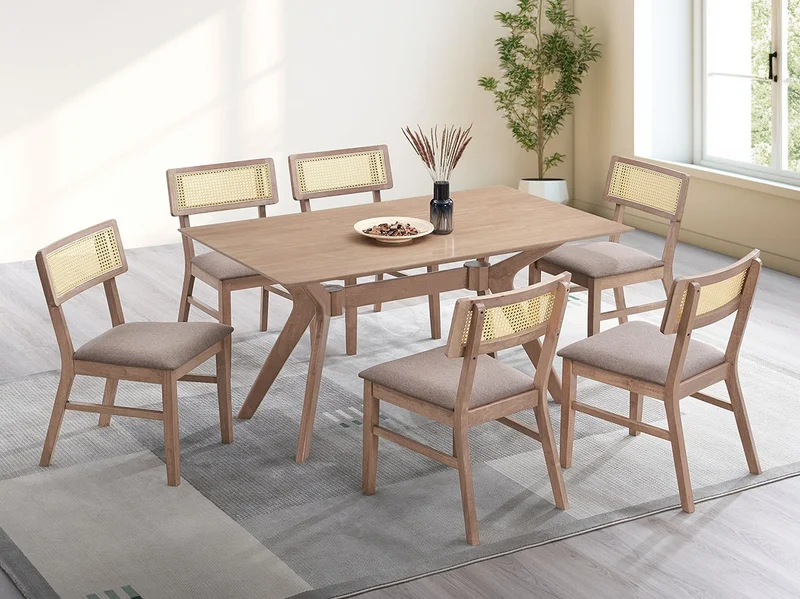 Juego De Comedor 6 Sillas Mesa Rectangular Madera Maciza en Marrón - Mesas de comedor, Uruguay | Soy Hogar, vista 3