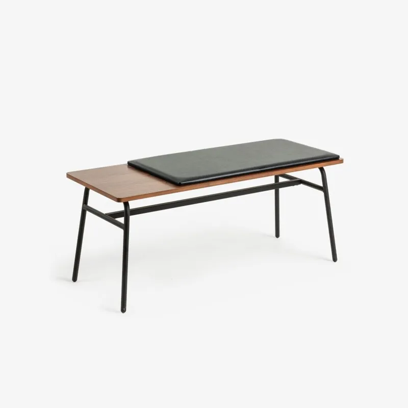 Banco Carabel de acero y chapado de nogal 100 cm en Negro - Butacas, banquetas y puffs, Uruguay | Kavehome