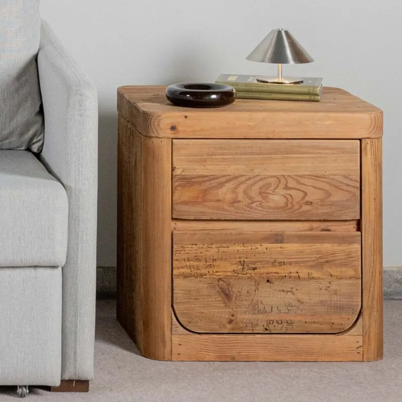 Mesa de luz Comodino dos en Madera natural - Mesas de luz, Uruguay | Fábrica Italiana