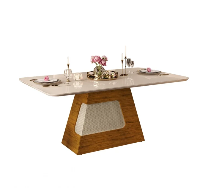 Mesa de Comedor Dala - Blanco/ Marron en Multicolor - Mesas de comedor, Uruguay | Rústico Hogar