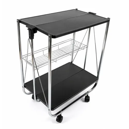 CARRITO PLEGABLE 3NIVELES 40x63x70CM NEGRO Y METAL - Mesas de comedor, Uruguay | Decohogar