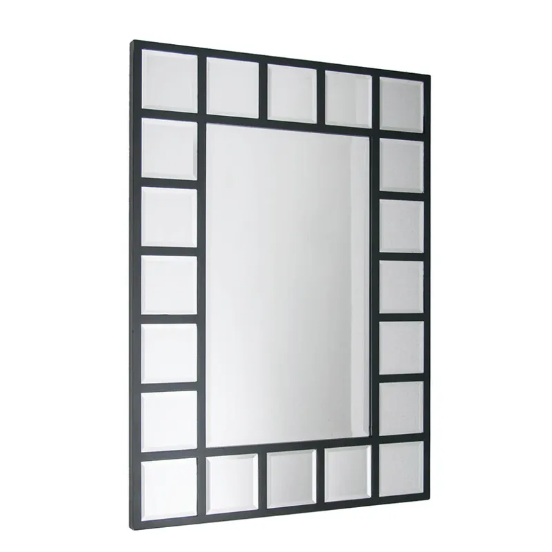 ESPEJO MADERA BORDE CUADRICULADO 61x85CM NEGRO en Negro - Espejos, Uruguay | Koz