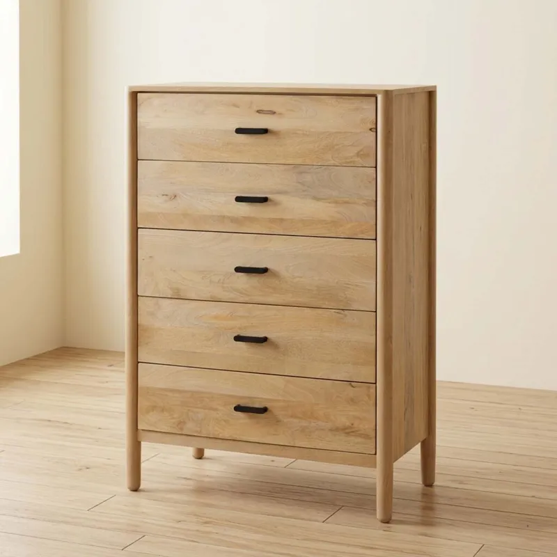 Cajonera 5 Cajones Madera-de-mango Natural-beige Woodside en Madera natural - Cómodas, Uruguay | Divino