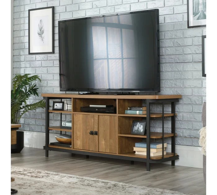 Rack Tv Multiple Estanteria y Puertas Sauder Station House en Marrón - Muebles para TV, Uruguay | Rústico Hogar