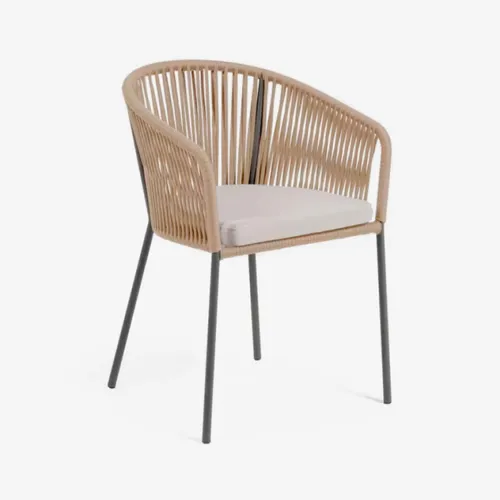 Silla Yanet - de cuerda beige y patas de acero galvanizado en Beige - Sillas, Uruguay | Kavehome