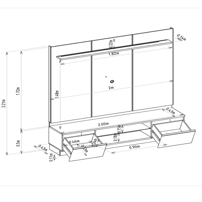 Conjunto Modular - Magnum 200CM con Led en Madera natural - Muebles para TV, Uruguay | Balton, vista 12