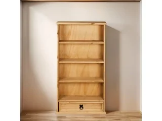 Biblioteca 1 Cajon Cera/Blanca LINEA CORONA MADERA en Blanco/Cera - Bibliotecas, Uruguay | Quesal, vista 4