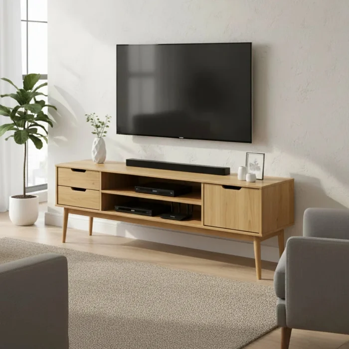 Rack Línea Praga - Roble en Madera natural - Muebles para TV, Uruguay | Ecowood