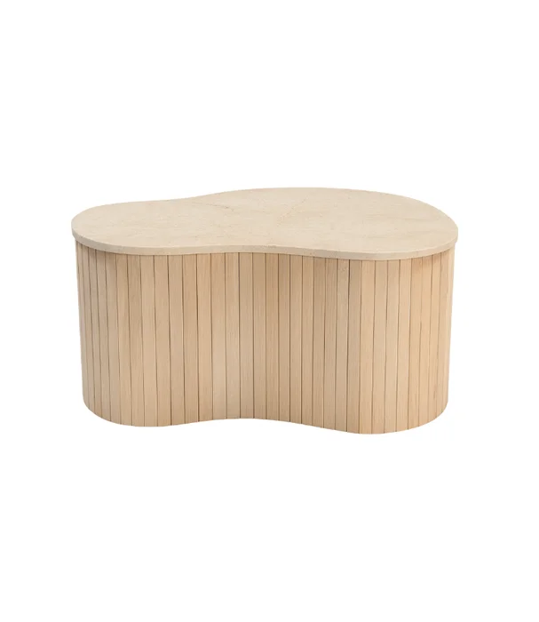 MESA LIVING VERONA ORGANICA MADERA Y MARMOL BOTTOCINO en Madera natural - Mesas de living, Uruguay | Más Infinito Casa