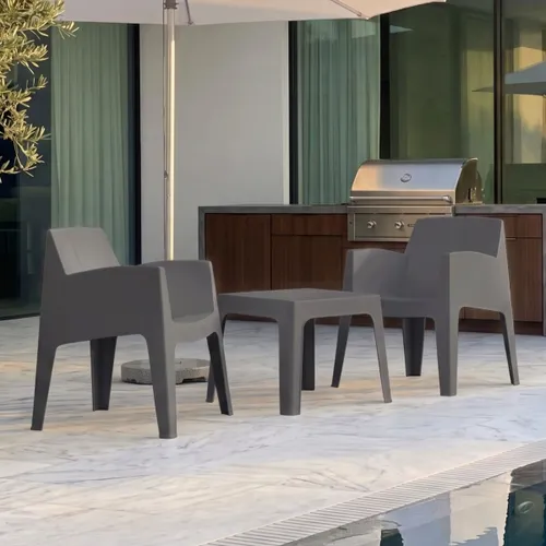 Set de Jardín Mesa + 2 sillas - Magna - Negro en Negro - Muebles para el exterior, Uruguay | Rústico Hogar