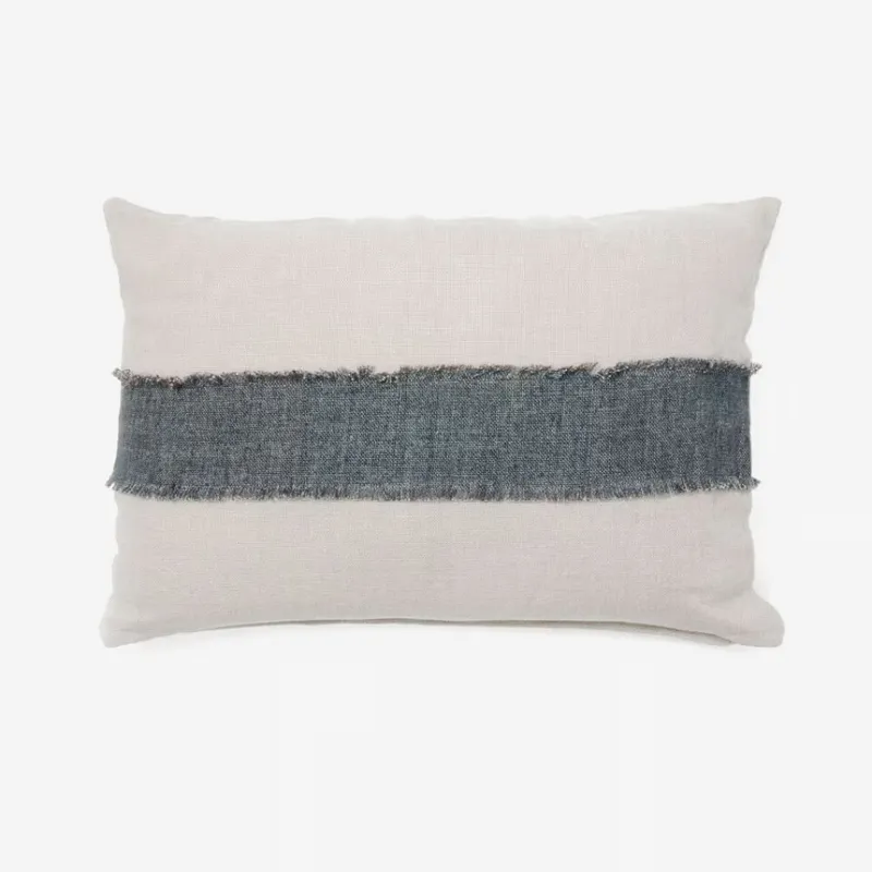 Almohadón Daf 100% de lino - beige y gris con flecos 40 x 60 cm en Beige - Textiles, Uruguay | Kavehome