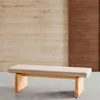 Banco Topaz de chenilla beige y madera maciza de fresno con acabado natural 150cm FSC 100% en Beige - Butacas, banquetas y puffs, Uruguay | Kavehome, vista 2 de 8