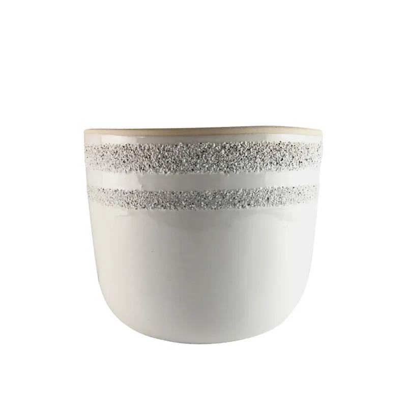 MACETA CERAMICA OVAL ANILLOS 20X20X17.5CM - Macetas, Uruguay | Koz