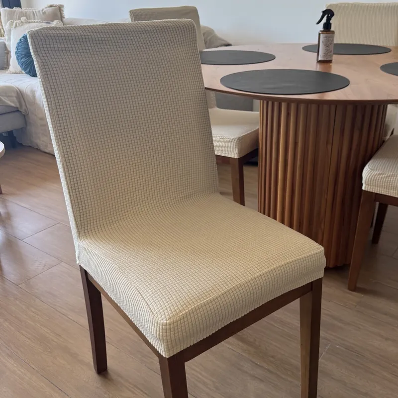 Funda cubre silla elastizada lisa - crema en Beige - Textiles, Uruguay | Buho Store
