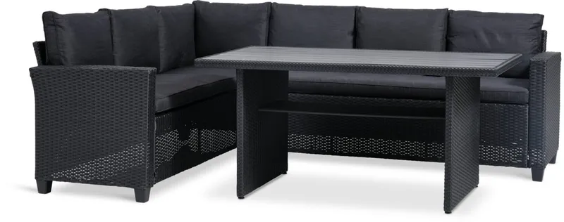 Set jardín AGERMOSE 6 plazas negro en Negro - Muebles para el exterior, Uruguay | JYSK