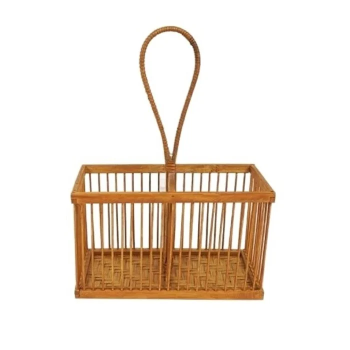 ORGANIZADOR RECTANGULAR C/ASA 20x10xH12/27CMS BAMBU en Madera natural - Canastos, Uruguay | Decohogar